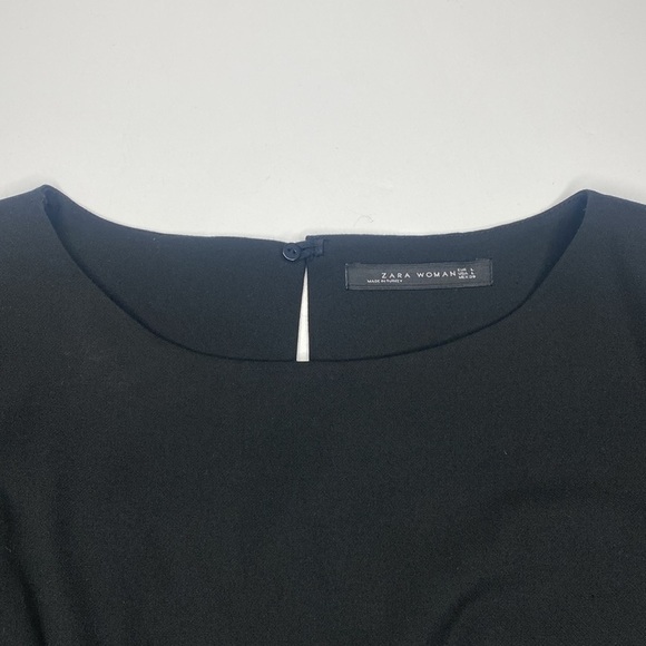 Zara Woman Black Mini Short Sleeve Dress Sz Lg - Picture 3 of 7